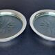 2 Bottle coasters in cut glass and silver metal