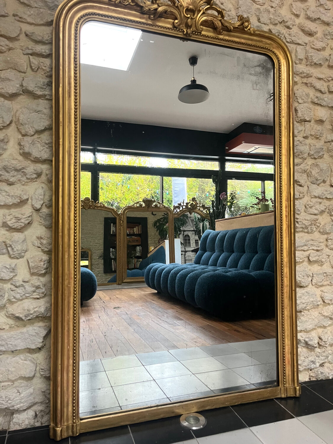 Louis-Philippe gilded fireplace mirror (trumeau style)