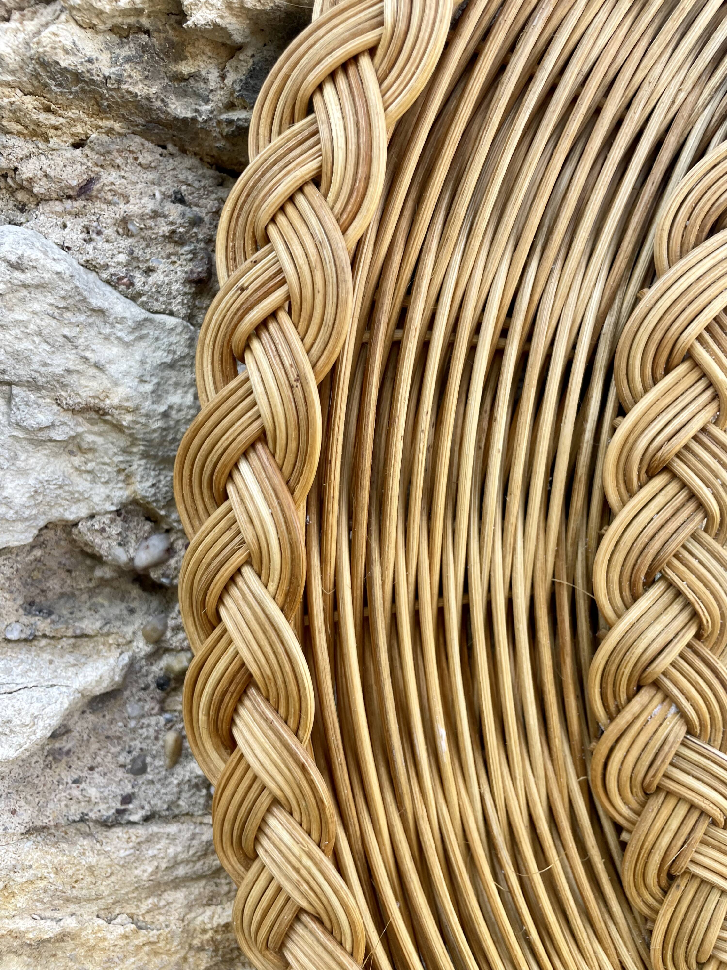 50s woven wicker mirror