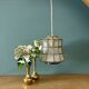 Vintage mother-of-pearl and brass lampshade pendant light