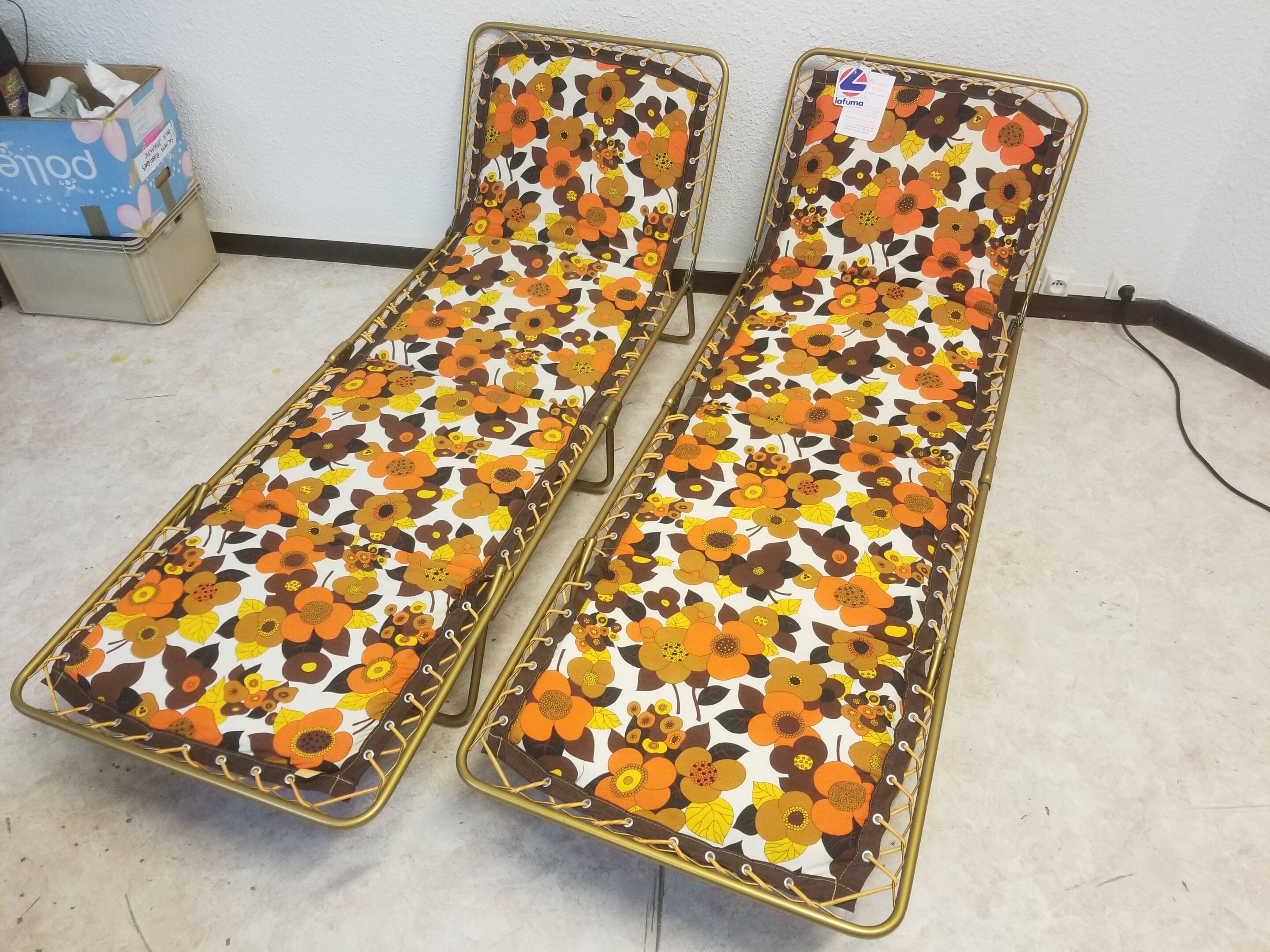 Pair of sun loungers Vintage Lafuma 1970 - NEW