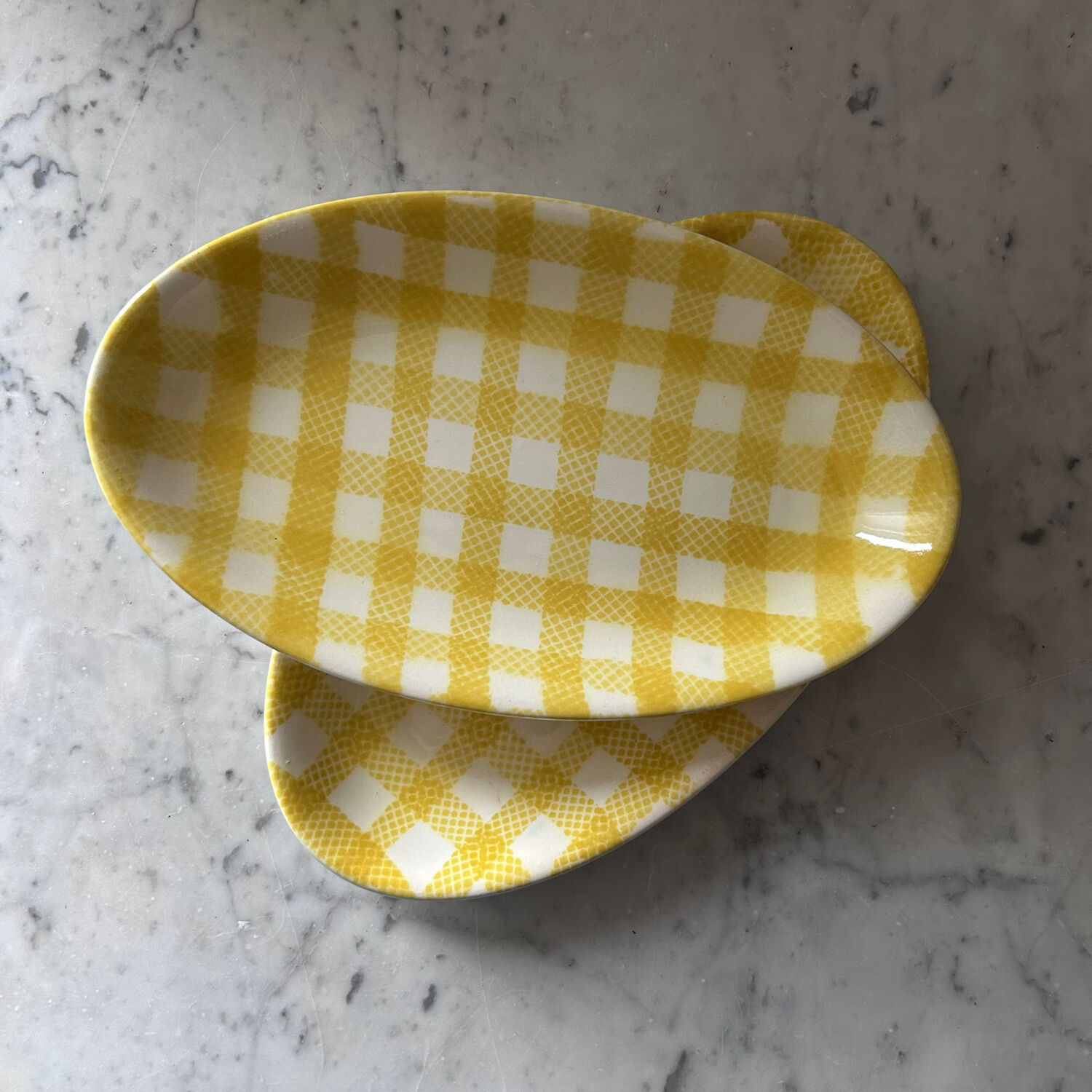 Pair of earthenware serving dishes from Salins pottery