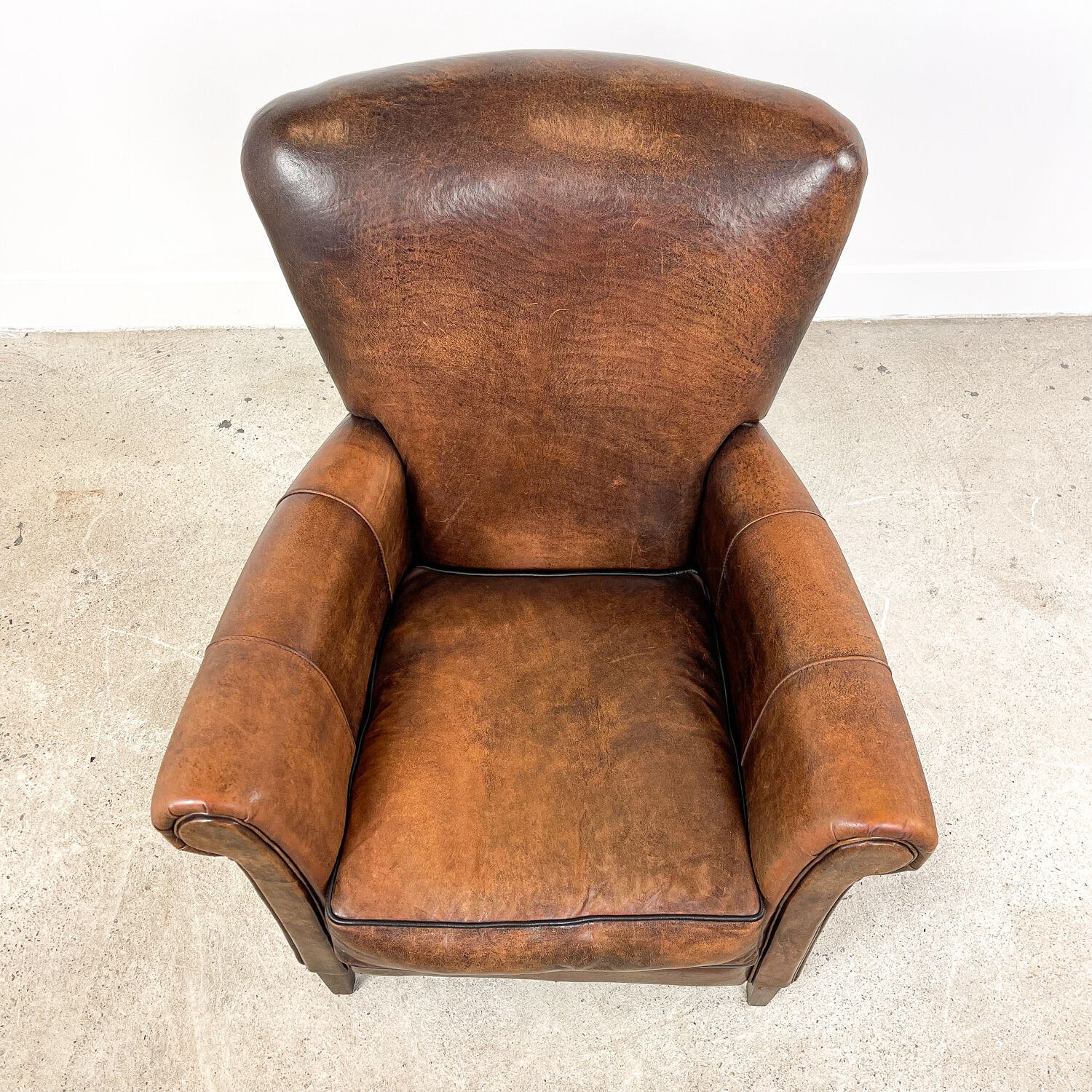 Vintage dark sheep leather club chair Achterdijk