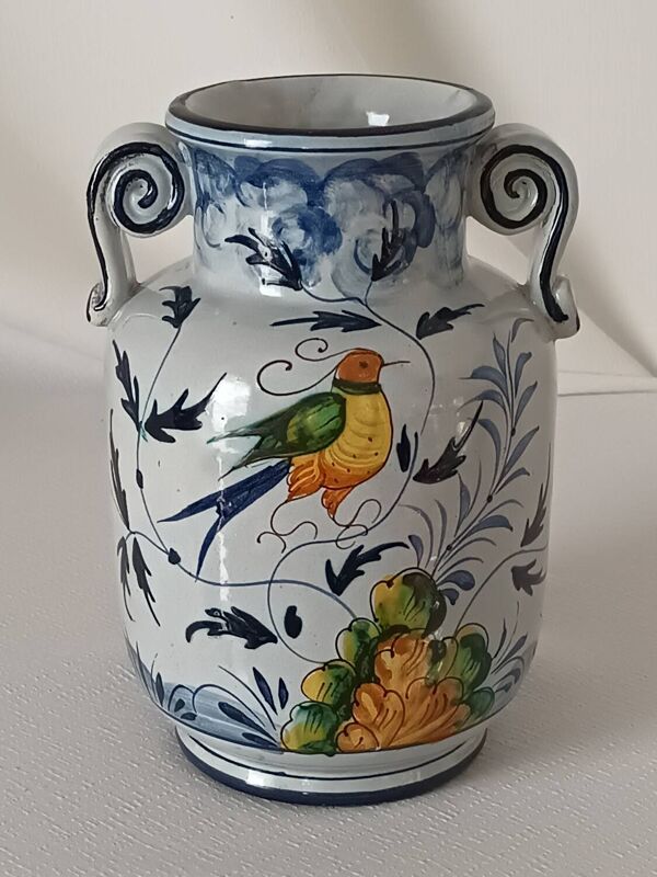 Vase faïence peint main Italie vintage