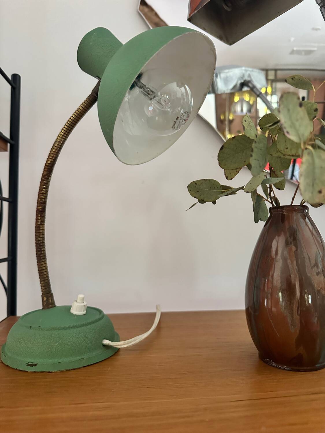 Vintage green bedside lamp