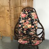 Swivel rattan armchair