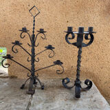 Antique wrought iron candle holder