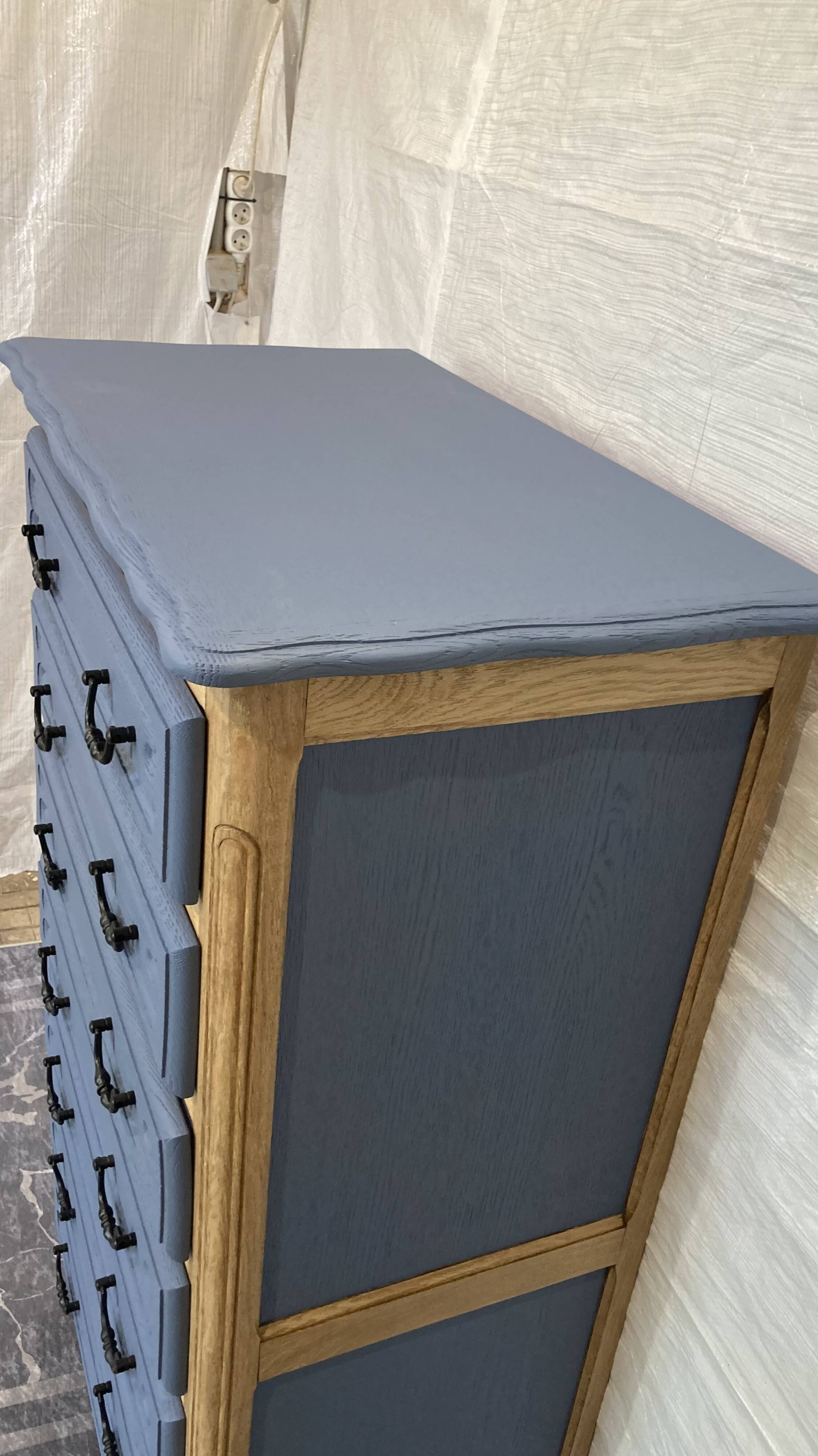 Large wooden chest of drawers, refurbished