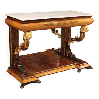 Console espagnole en bois marqueté du 19ème siècle