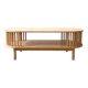 Oval bamboo coffee table - Japandi / Scandinavian design - 2 beige tops