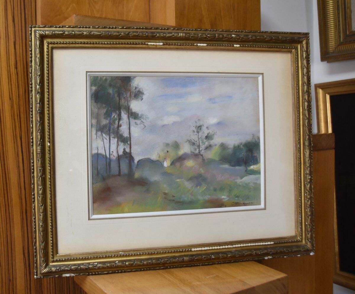 Henry Ottmann (1877-1927) Edge of the woods in the mist, signed pastel