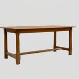 Farm table set and its 2 benches solid golden light wood