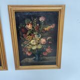 Painting, oil on canvas, Pair of Large Still Lifes with Flowers