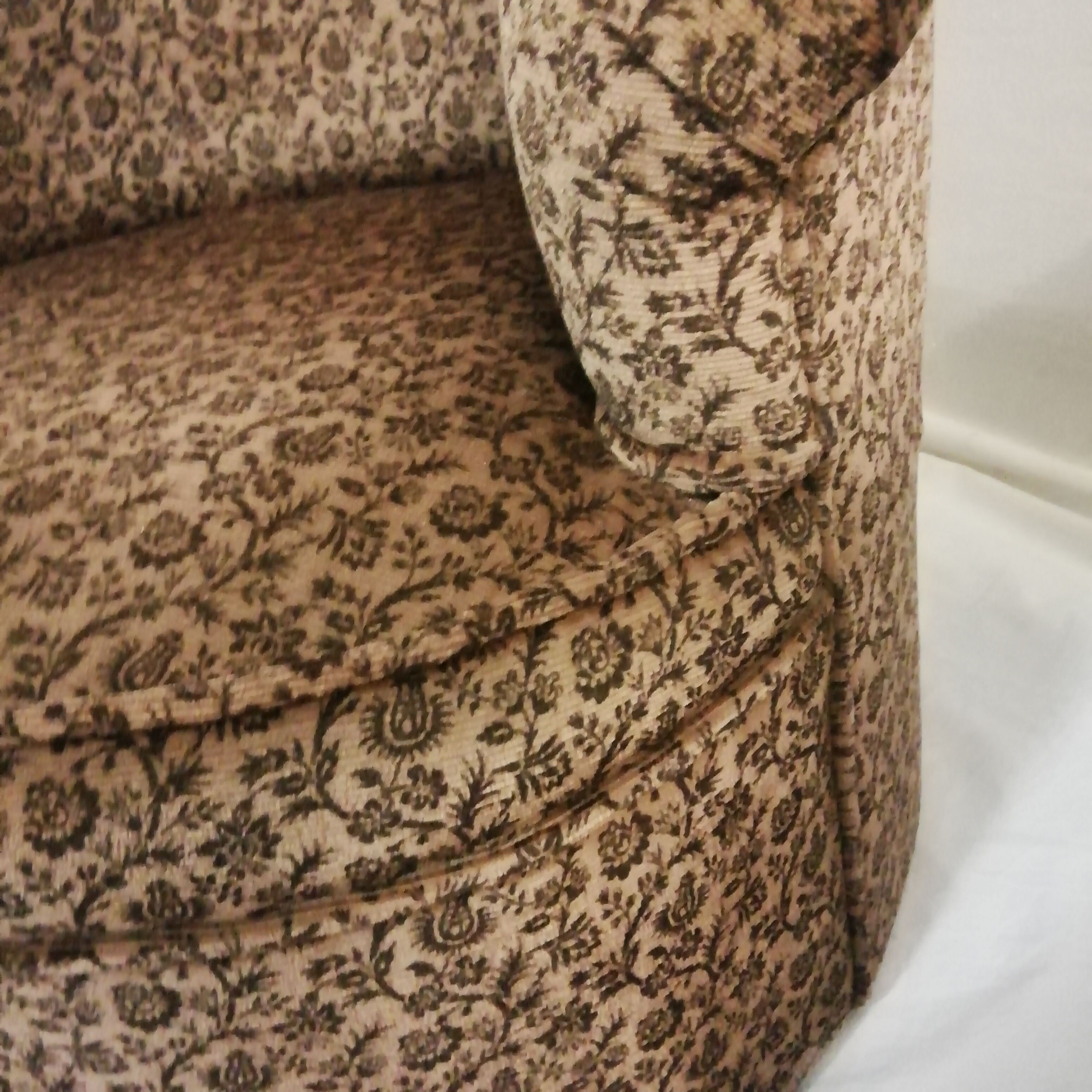 Armchairs with floral print of corduroy fabric. 1980s.