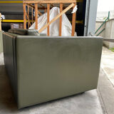 2-seater sofa and 2 armchairs set Pfister for Knoll khaki leather
