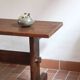 Solid oak coffee table, key stretcher, 1950s.