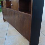 Art Deco headboard with two doors and 3 niches in walnut veneer