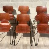 Set of 6 vintage sled chairs