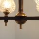 French Vintage Retro Mid Century Black & Gold 4 Arm Chandelier with Glass Shades 5015