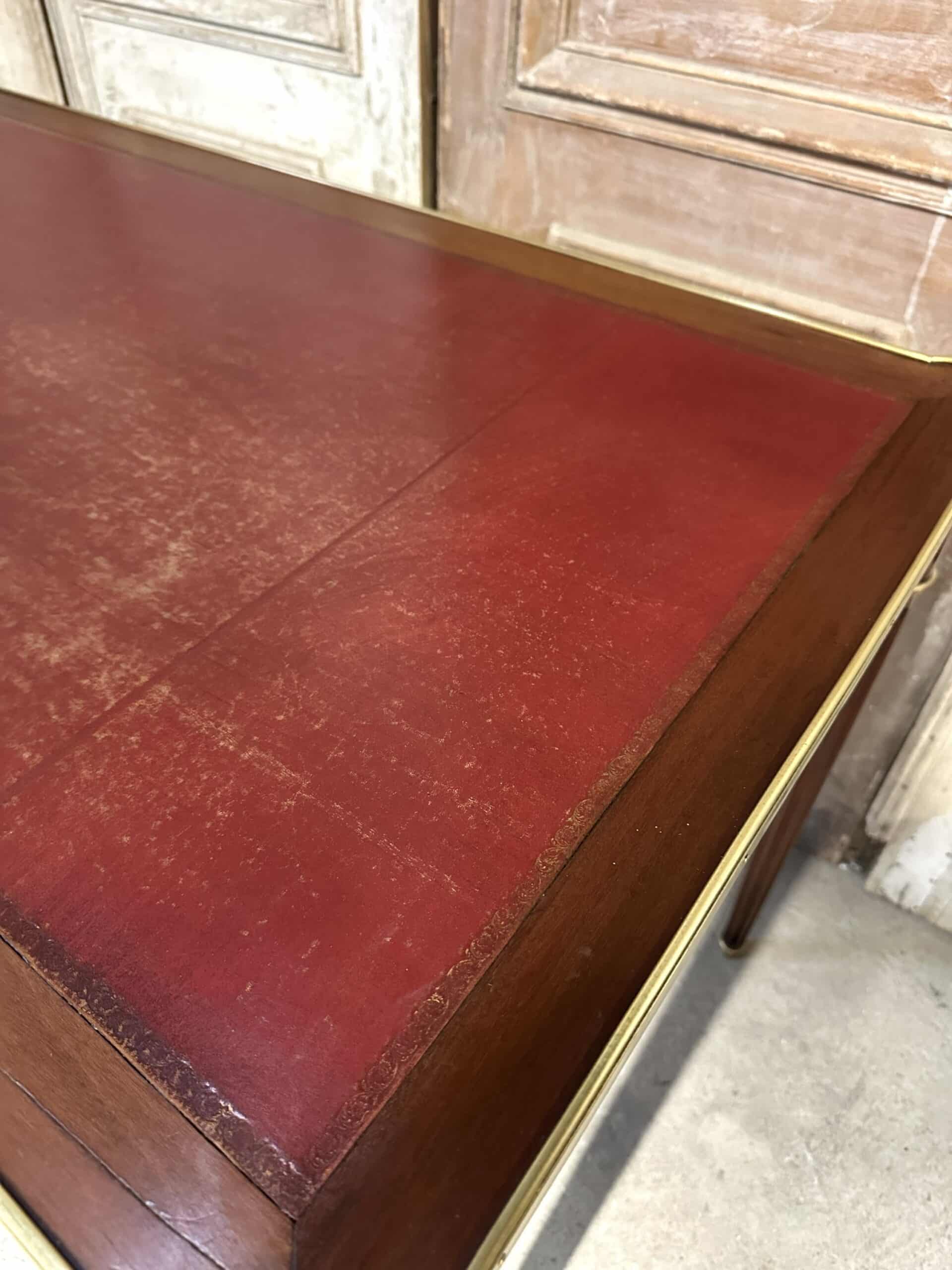 Louis XVI style flat desk in mahogany from around 1950.