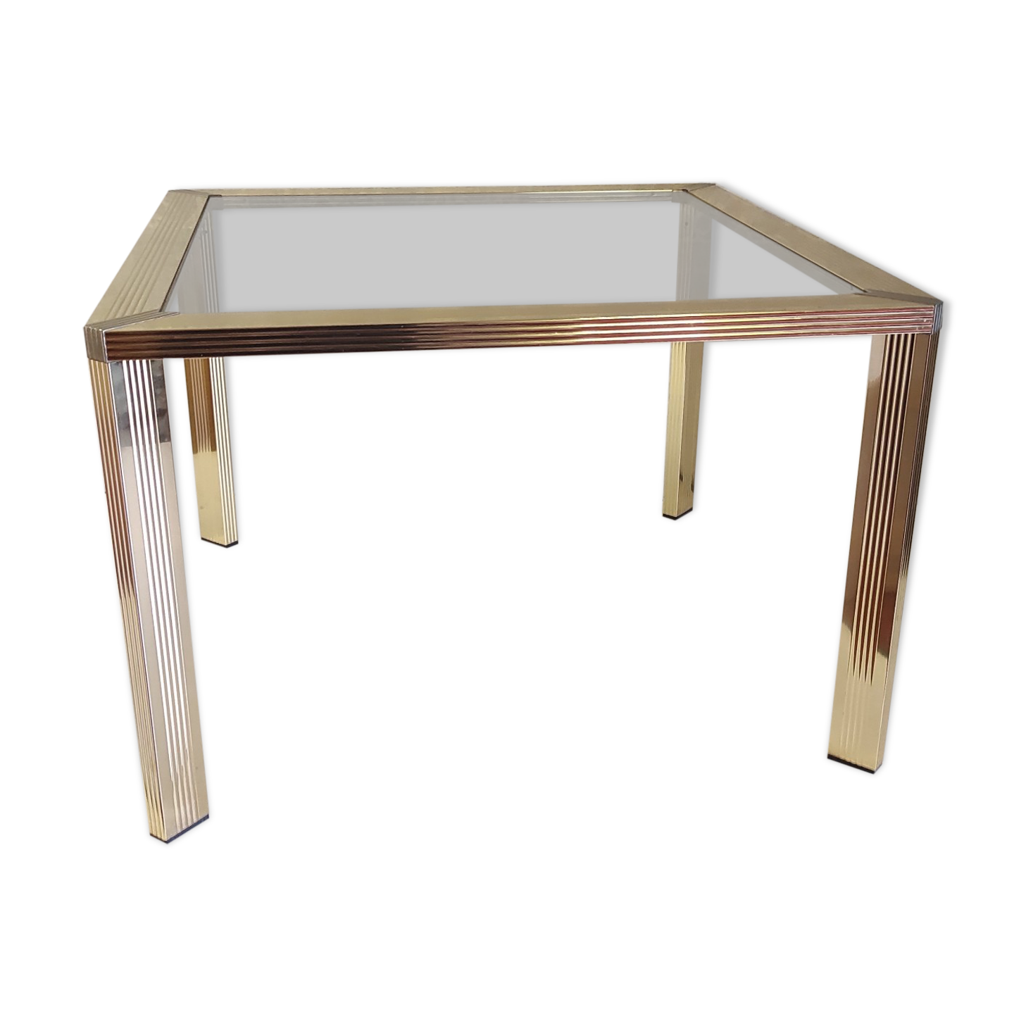 Gold metal and glass coffee table - 70s/80s