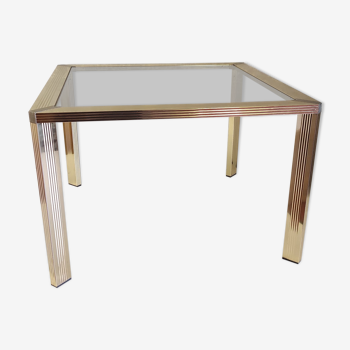 Gold metal and glass coffee table - 70s/80s