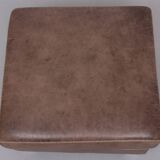 Stich Leather Pouf or Ottoman 1970s