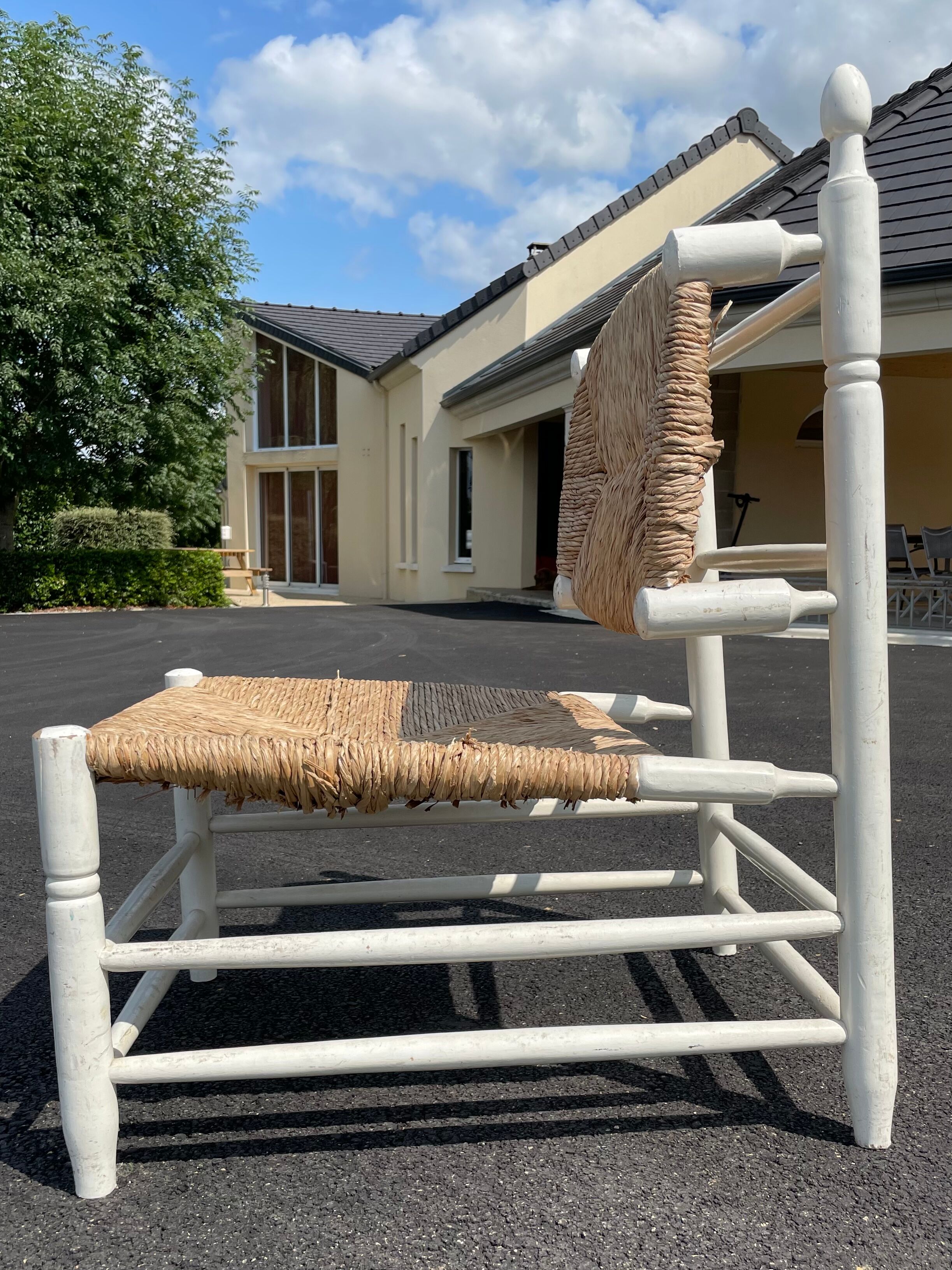 Vintage armchair 1950 wood mulched heater