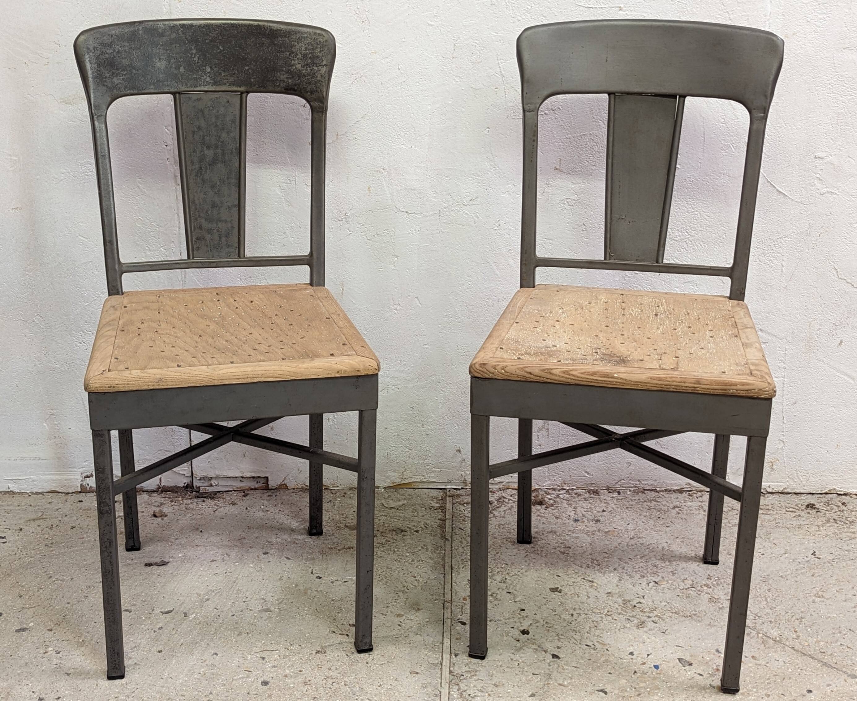 Pair of industrial workshop chairs, vintage design, 50s and 60s