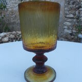 Set 6 foot glass orange molded glass