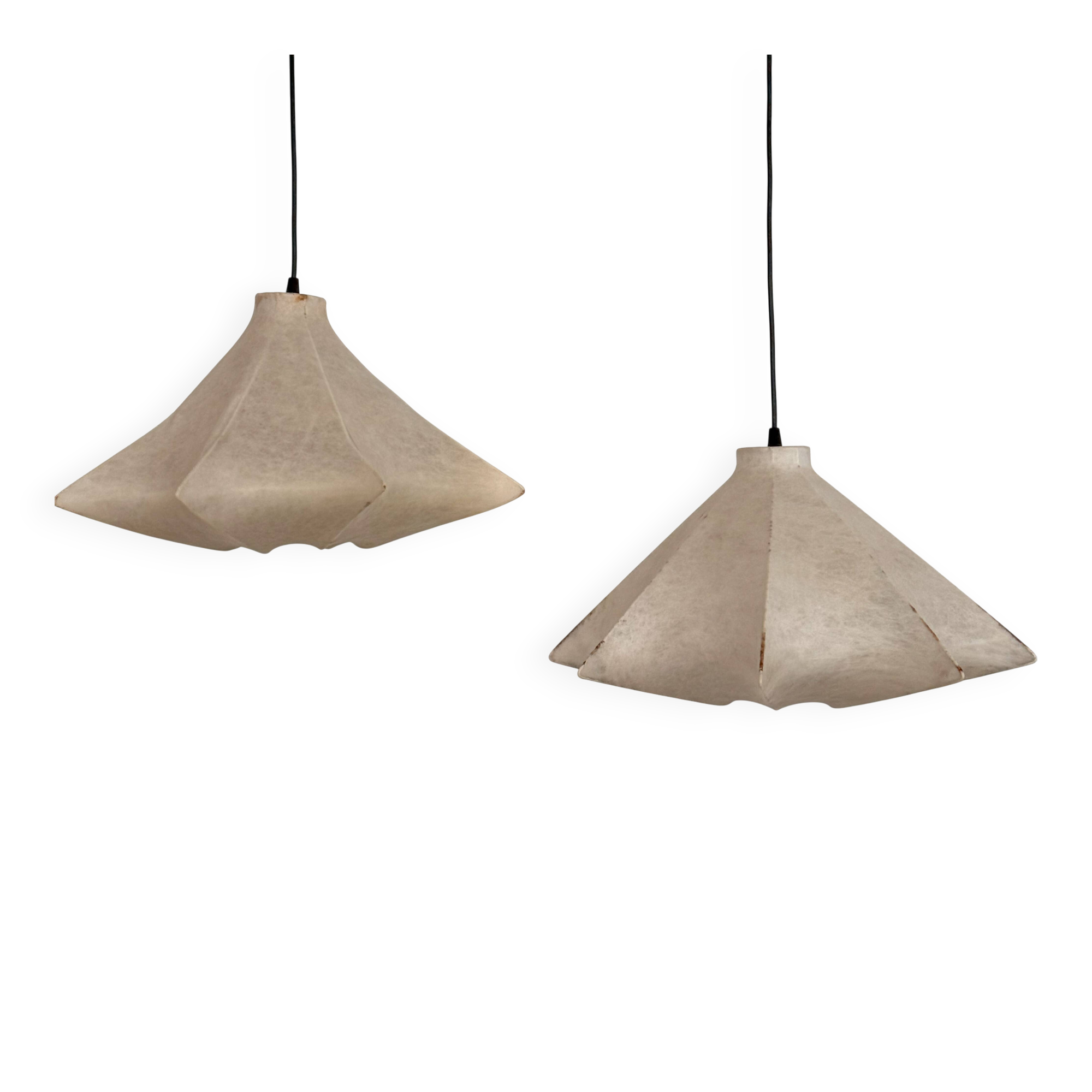 Pair of Italian Designer Cocoon Pendant lights original from the 1960s
