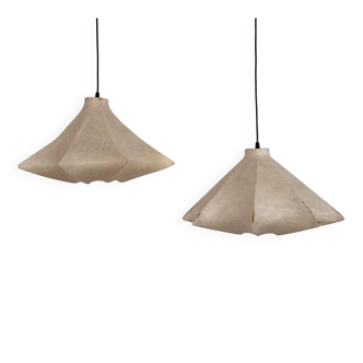 Pair of Italian Designer Cocoon Pendant lights original from the 1960s