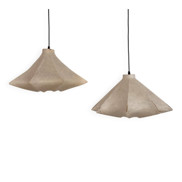 Pair of Italian Designer Cocoon Pendant lights original from the 1960s
