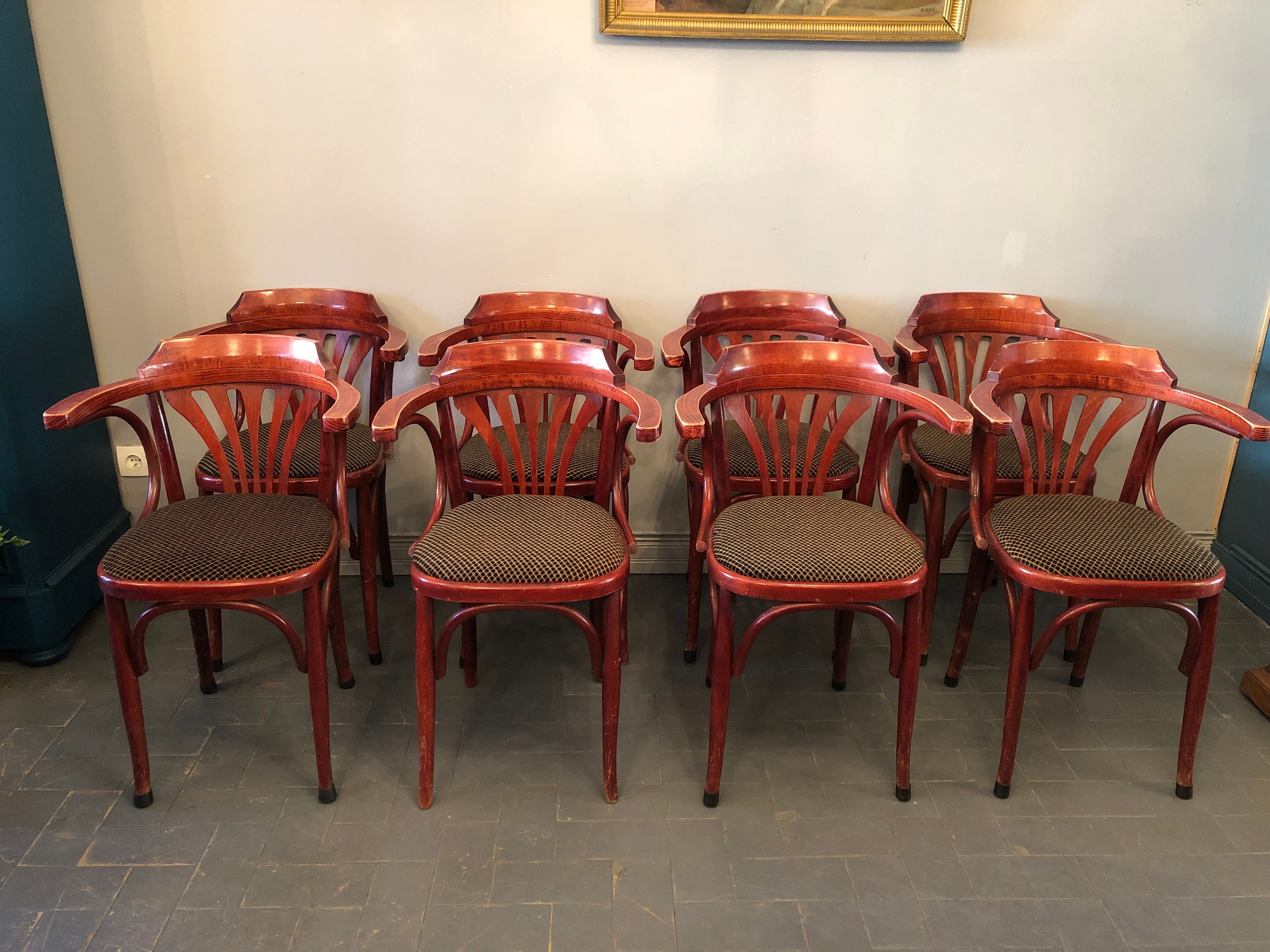 8 antique bistro armchairs