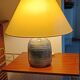blue glazed ceramic lamp signed Ferrières 1970