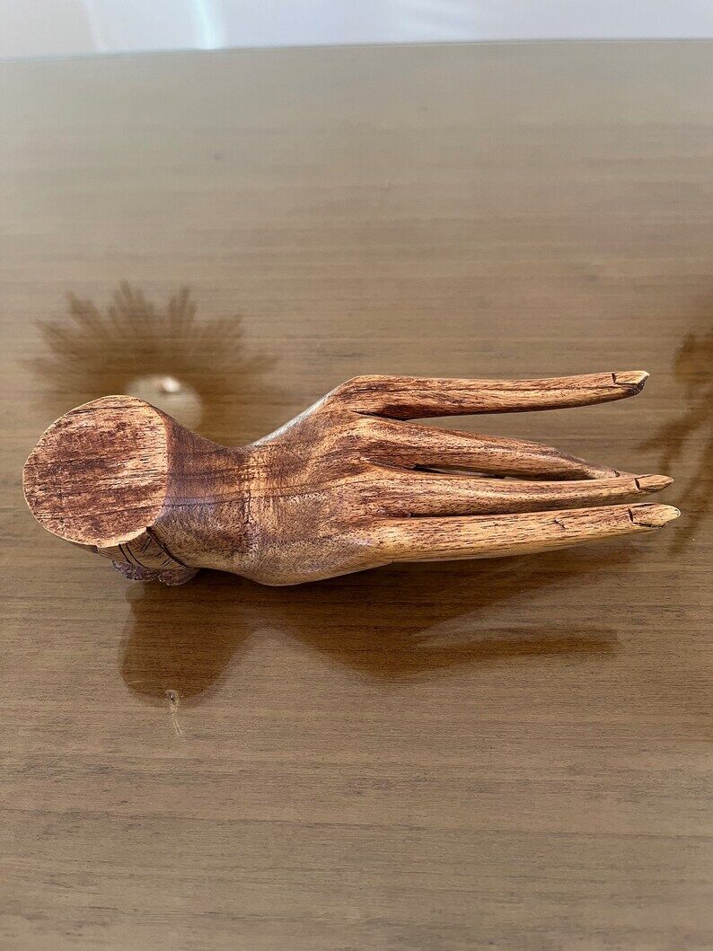 Empty wooden fig hand pocket decoration hand 1970