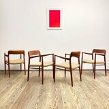 Mid century teak dining chairs by Niels O. Møller for J.L. Moller, Model 56, Set of 4,Denmark, 1950s