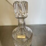 Whisky decanter and its 3 crystal glasses St Louis