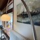 Large vintage Italian arc floor lamp – 1970s – Marble, chrome, and opaline diffuser