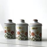 Set of 3 speckled ceramic spice jars with lids - In very good condition