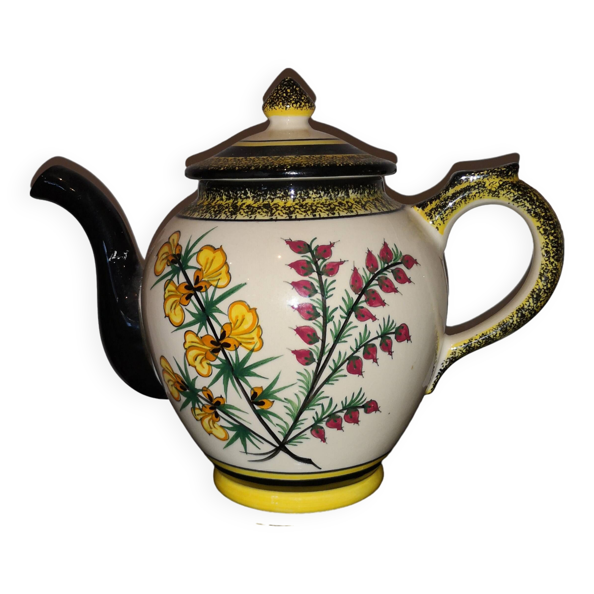 Henriot Quimper France teapot entirely hand decorated Brittany