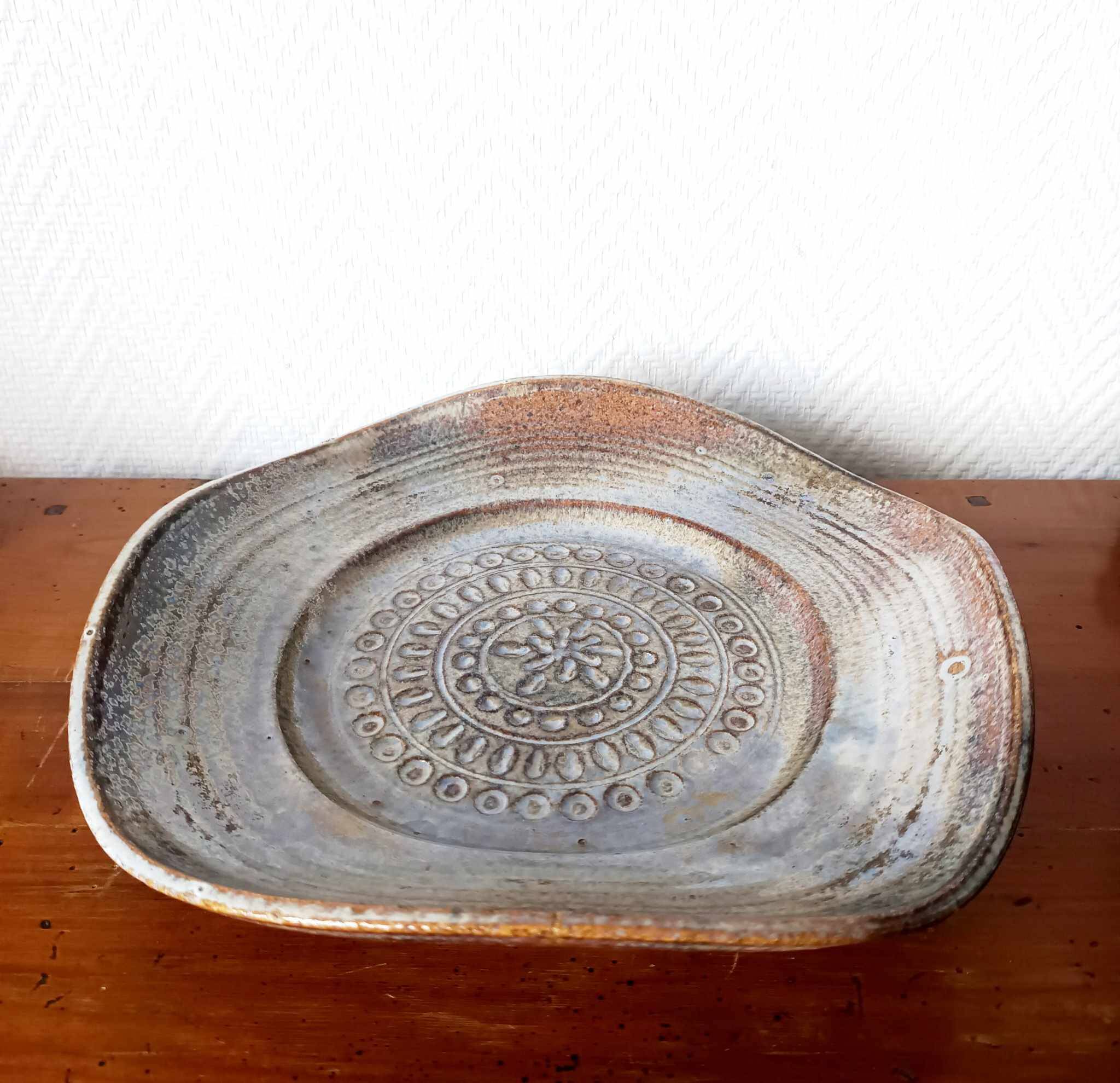 Brutalist stoneware cup 1970 signed Ferrières