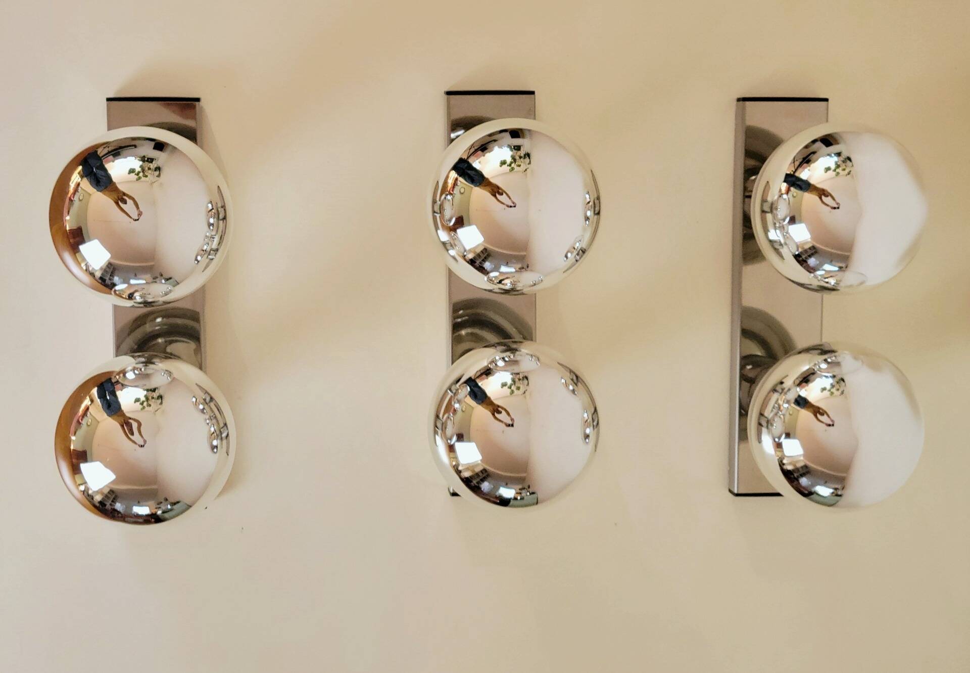 Set of 3 Space Age wall lamps by Motoko Ishii for Staff Leuchten