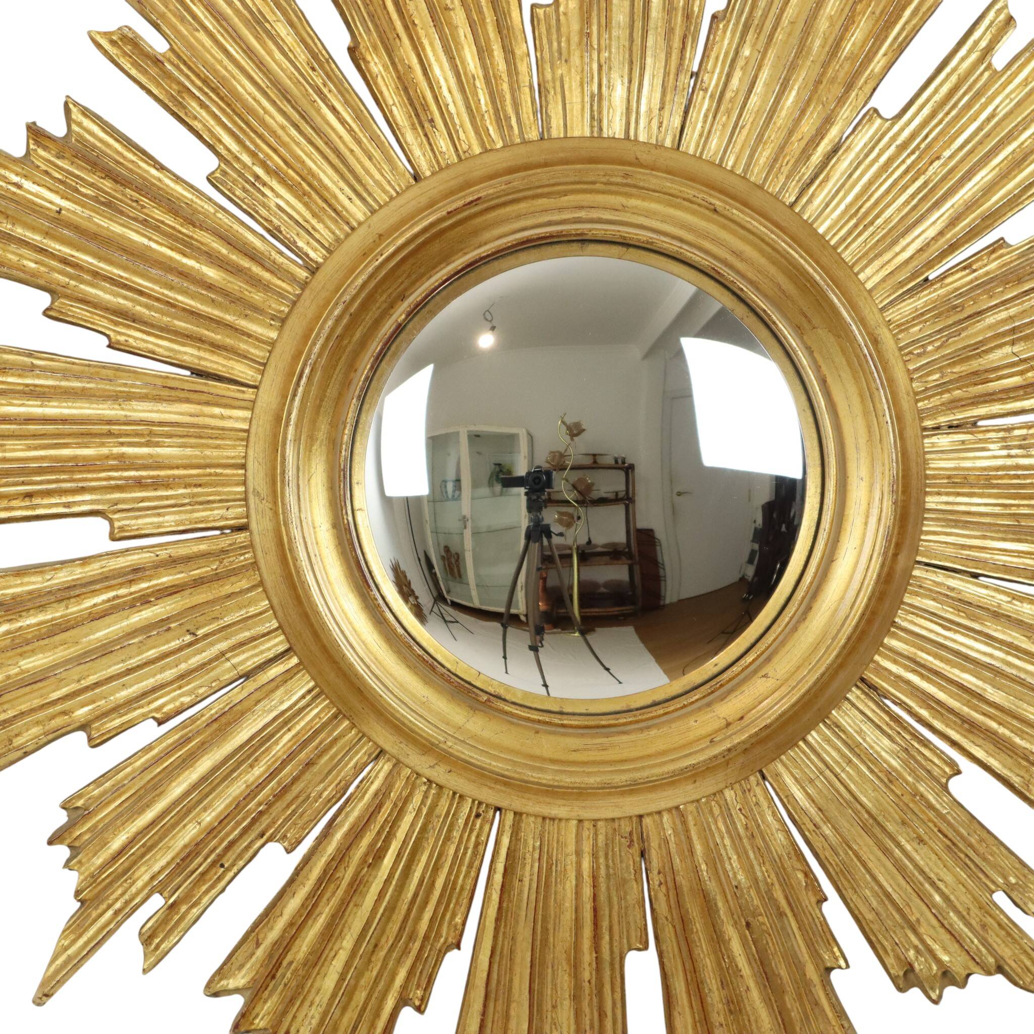 Deknudt Sunburst Sun Mirror Gilded Wood Sixties 69cm