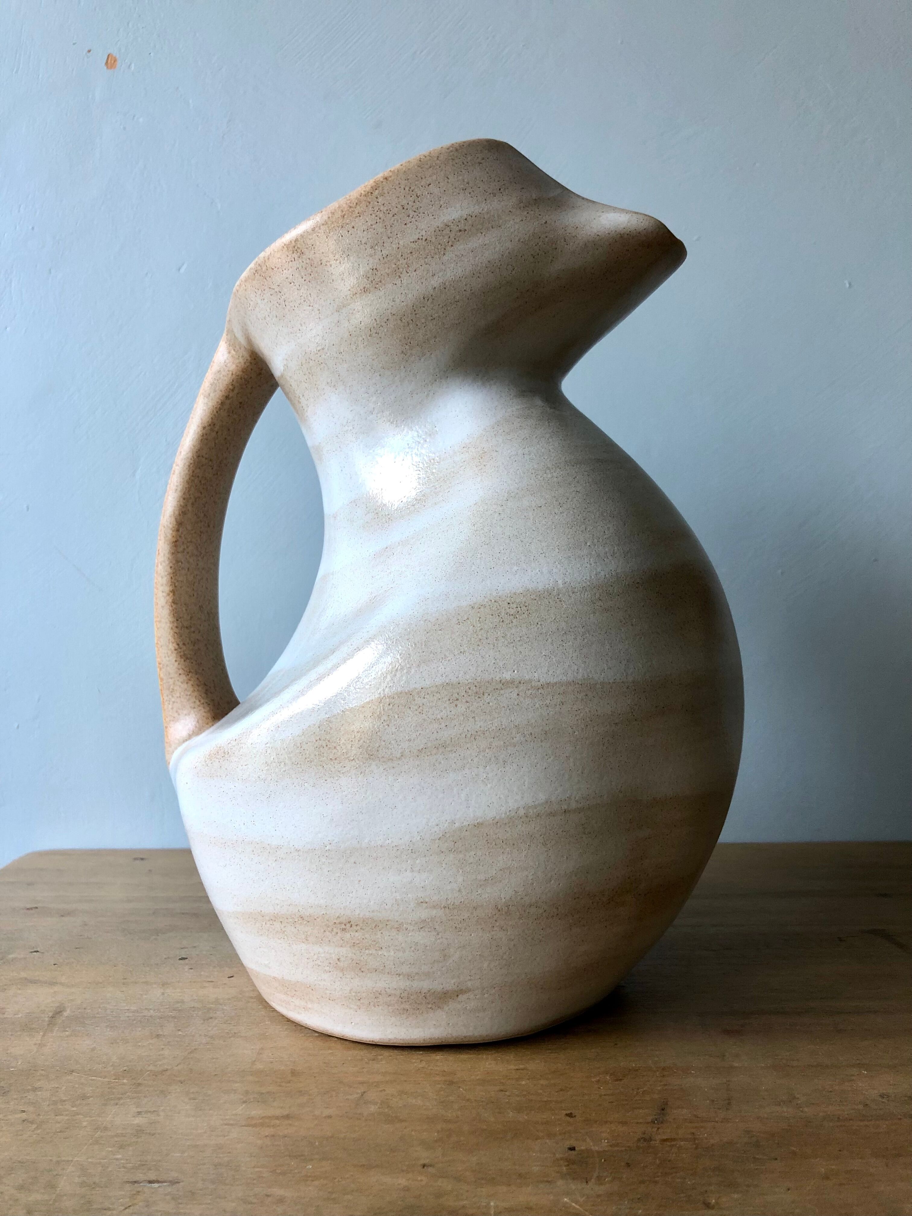 Zoomorphic pitcher faiencerie de saint amand 60s