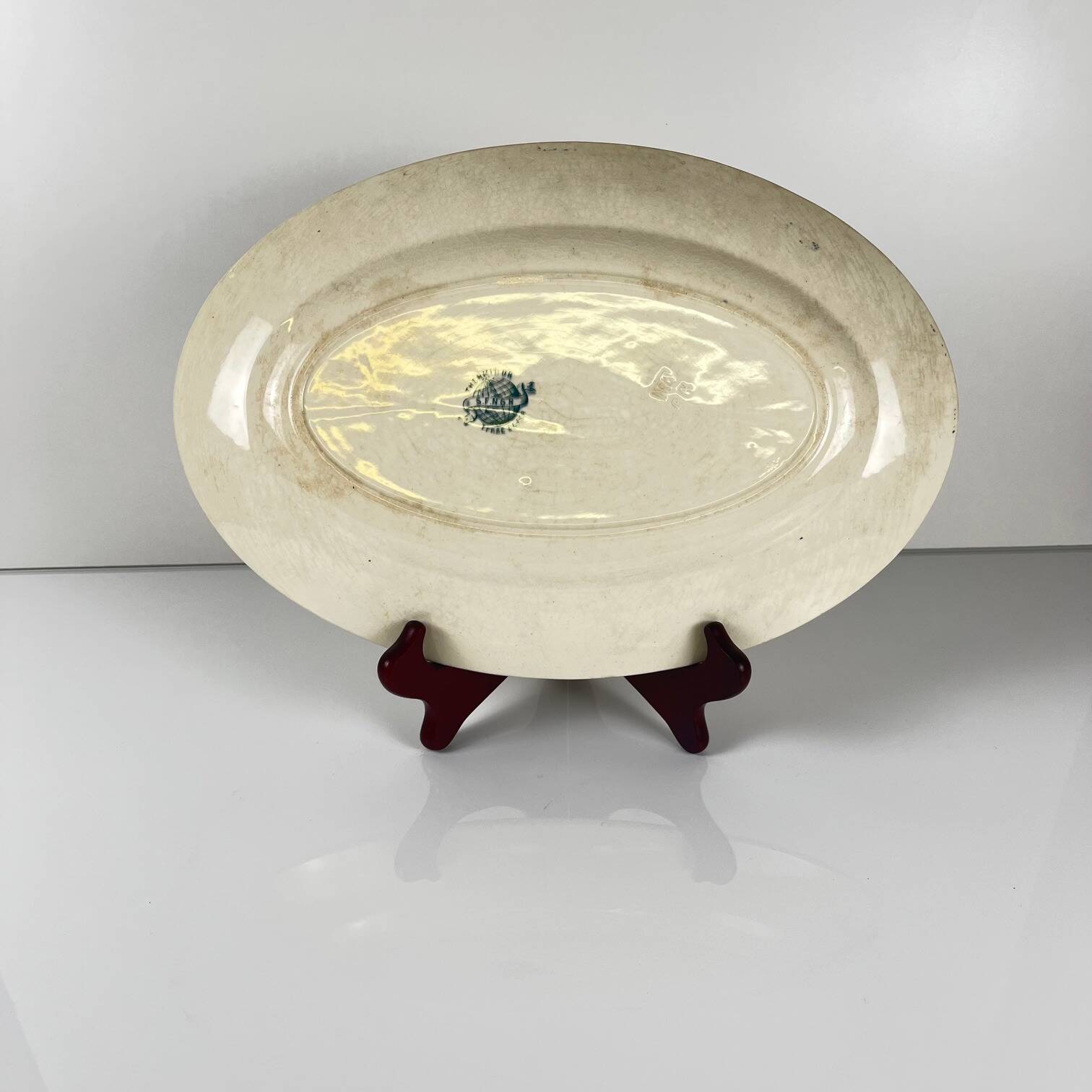 Oval patinated dish "Thermidor" Blue/green iron earth, late 19th century