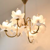 Mid-century Glass Chandelier,1970's.