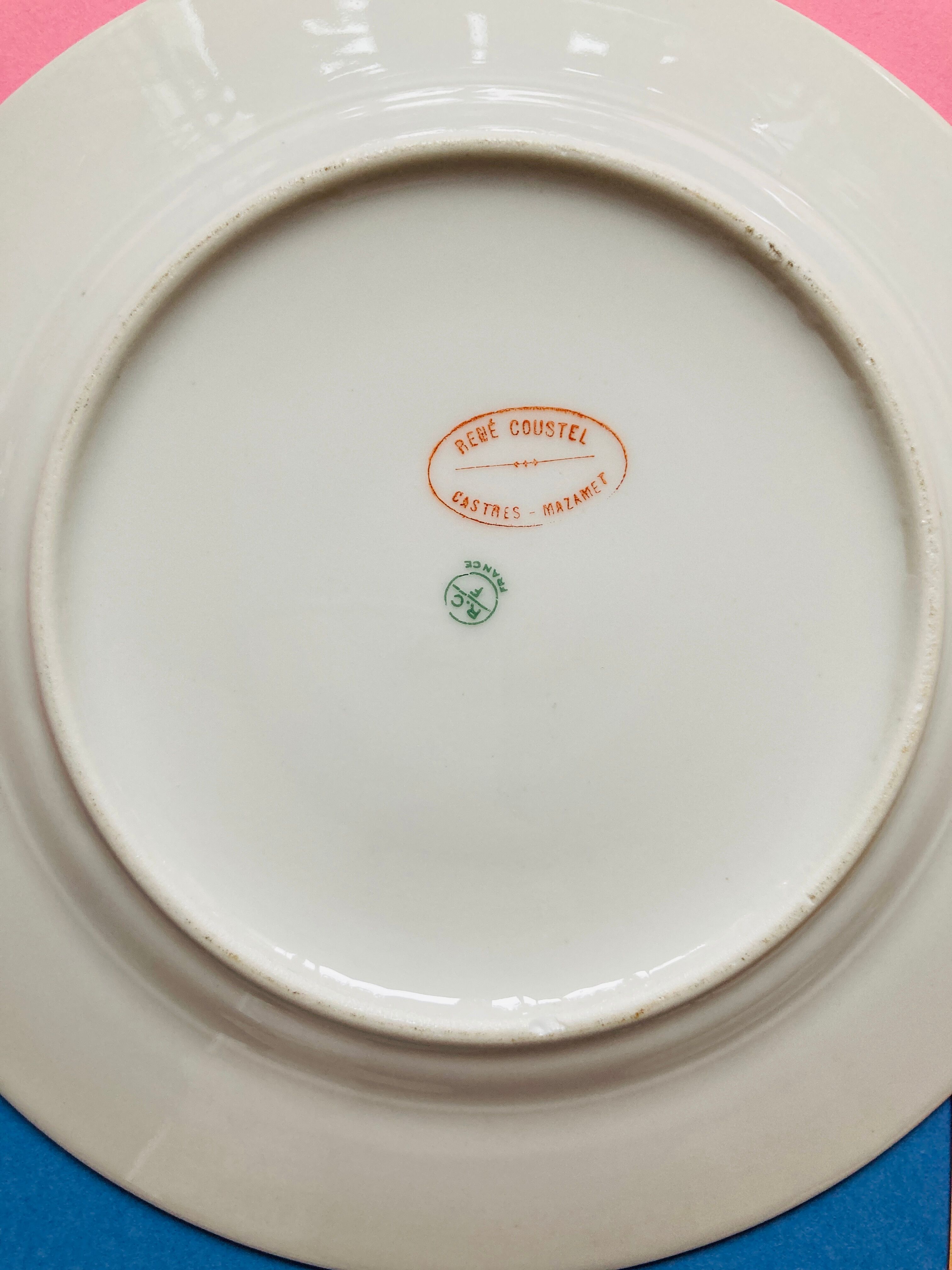 6 plates floral and geometrical motive years 50- René Coustel - Castres Mazamet