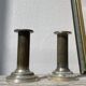 Pair of 19th-century fluted silver-plated metal candlesticks