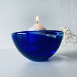 Kosta Boba blue glass candle holder